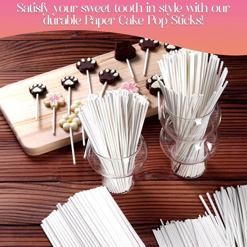 Gadget Beyond 6-Inch White Paper Cake Pop Sticks - Premium 100 Pack | Perfect for Lollipops, Cookies, Chocolate Cake Toppers | Versatile Baking & Crafting Accessory - Image 5